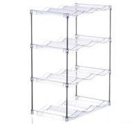 Estante de vino apilable acrílico transparente para gabinete, organizador de botellas que ahorra espacio para nevera, bar, sótano, 3 capas (B)