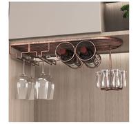Estante de vino colgante de bronce para debajo del gabinete, soporte para copas y almacenamiento de botellas, organizador industrial flotante de vino para bar y cocina (60 x 25 cm)