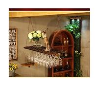 Estante de vino colgante de hierro vintage con cadenas, soporte para plantas y macetas, estante de almacenamiento para decoración de jardín interior y organización de bares, bronce, 80 x 31 x 80 cm