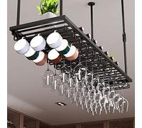 Estante de vino colgante industrial vintage con altura ajustable, soporte de vino de hierro forjado para restaurantes de música y hogar, organizador para copas de vino, elegante estante de gabinete de