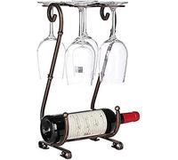 Estante de vino creativo europeo montado en la pared, enfriador de vino decorativo de hierro forjado, puede colgar cuatro copas de vino, pequeño estante de vino