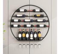 Estante de vino de 3 niveles montado en la pared de estilo industrial con soporte de vidrio, diseño europeo para exhibición creativa de vino