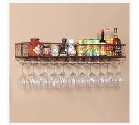 Estante de vino de bronce montado en la pared, estante de almacenamiento de vidrio flotante para el hogar, bar, botella de licor, soporte invertido, organizador de cocina (120 x 25 cm)