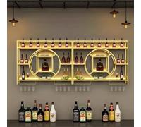 Estante de vino de luz LED montado en la pared, estantes de barra de metal con soporte para copas colgante para sala de estar y almacenamiento de bodega, elegante decoración del hogar y ahorro de