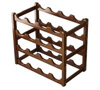 Estante de vino de madera apilable - Soporte rústico para 20 botellas, estante de mostrador de 4 niveles que ahorra espacio, almacenamiento estable de botellas de bar para gabinete