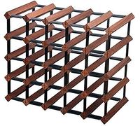 Estante de vino de madera con organizador, de acero galvanizado, para 25 botellas, estante modular de vino resistente para cocina o bar