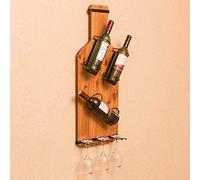 Estante de vino de madera maciza para pared, para sala de estar, para copas de vino, moderno, minimalista, para comedor, 3 botellas