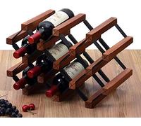 Estante de vino de madera para botellas de vino con estantes independientes para encimera de vino, soporte para bar, bodega, sótano, gabinete (tamaño: 10 botellas) (tamaño: 10 botellas)
