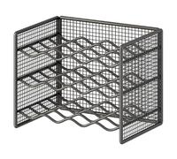 Estante de vino de metal apilable de 3 niveles, color negro, soporte independiente para encimera de cocina, almacenamiento elegante para botellas y bebidas, diseño que ahorra espacio (37 x 20 x 26 cm)