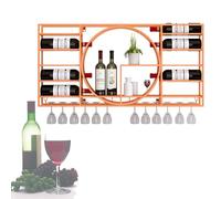 Estante de vino de metal con almacenamiento de copas de vino para colgar en la pared, mini bar, gabinete de licor para whisky, cocina y comedor, estante decorativo