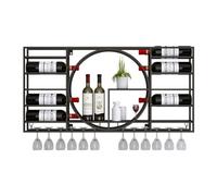 Estante de vino de metal montado en la pared, estantes flotantes negros para el hogar, cocina, bar, elegante exhibición de botellas y vidrio, 39.4 x 4.3 x 20.5 pulgadas, accesorios de bar elegantes