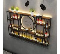 Estante De Vino De Pared Moderno, Resistente, De Hierro, Para Barra De Licores, Para Almacenamiento, Para Licores, Botellas De Vino, De Hierro, De Exhibición, De Metal, Para Bar.(Black,200cm)