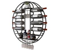 Estante De Vino De Pared, Soporte Redondo para Copa de Vino,Botelleros montados en la Pared, Botellero montado en la Pared,Botellero Colgante de Metal para Bar, Cocina, exhibición de almacenami(Black,