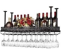 Estante de vino de techo, altura ajustable, para colgar en la pared, soporte para botellas de vino, soporte de metal de hierro para copas de vino, estante de exhibición de decoración de bar, bronce
