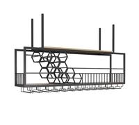 Estante de vino de techo, estantes colgantes de vino de gran capacidad, estante flotante de barra industrial, estante de copas de vino, estante de exhibición de almacenamiento de vino/platos, estante