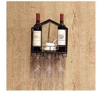 Estante de vino, estante industrial de hierro para vino, soporte de exhibición de vino, estante para ganar con soporte de vidrio, soportes para colgar en la copa, para bar, decoración del hogar y