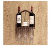 Estante de vino, estante industrial de hierro para vino, soporte de exhibición de vino, estante para ganar con soporte de vidrio, soportes para colgar en la copa, para bar, decoración del hogar y