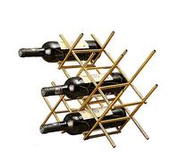 Estante de vino independiente para encimera decorativa casete que acomoda botellas de metal bandeja de mesa estantes de vino moderno minimalista estante de vino (color: dorado Tamaño: 36 x 46 x 15 cm)