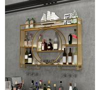 Estante de Vino Moderno montado en la Pared con Estante de Vidrio, botellero de Vino de Metal Estante de Vino de Montaje en Pared Soporte de exhibición de Hierro Estantes de Vino de Pared pa