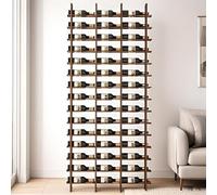 Estante de vino montado en la pared, altura de 94.5 pulgadas, 16 filas, negro 48 botellas, soporte de metal para botellas de vino para bar en casa, almacenamiento de cocina de vino (negro, 3 columnas)