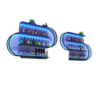 Estante de vino montado en la pared con luz LED, estante de vino de pared, estantes de bar, estante de bar montado en la pared, soporte para copas de vino, estantes de pared para bar en casa, comedor