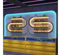 Estante de vino montado en la pared con luz LED, estante de vino de pared, estantes de bar, estante de bar montado en la pared, soporte para copas de vino, estantes de pared para bar en casa, comedor