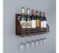 Estante de vino montado en la pared, con soporte para copas de vino, estante para vino colgante, estante de vino de metal de estilo minimalista moderno y estante de vino montado, tiene capacidad para