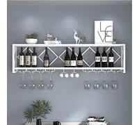 Estante de vino montado en la pared con soporte para vidrio, estante flotante de hierro para licor, estantes de exhibición y almacenamiento para decoración del hogar, bar y cocina
