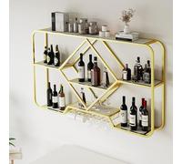 Estante de vino montado en la pared con soporte para vidrio, estantes de barra que ahorran espacio para exhibir botellas de licor y muebles organizados de bar en el hogar