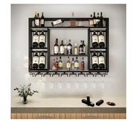 Estante de vino montado en la pared, elegante soporte para botellas de vino, almacenamiento de vino que ahorra espacio para cocina, bar, comedor, sótano, color negro, 100 x 25 x 70 cm