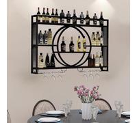 Estante de vino montado en la pared, estante colgante de metal con soporte para vidrio, elegante gabinete de bar de vino para el hogar y restaurante, diseño redondo que ahorra espacio (120 cm, color A