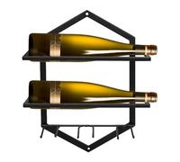 Estante de vino montado en la pared, estantes flotantes de hierro vintage que ahorran espacio, estante de vino montado en la pared, para comedor, bar, hogar, sala de estar, armario, despensa