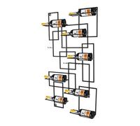 Estante de vino montado en la pared, forma geométrica, vitrina de almacenamiento de vino, estantería de pared para 10 botellas, estantería de hierro, montaje en pared, ahorro de espacio para salón,