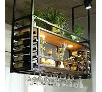 Estante de vino montado en la pared, organizador de almacenamiento multifuncional para botellas y vasos, diseño que ahorra espacio para el hogar, restaurante y bar
