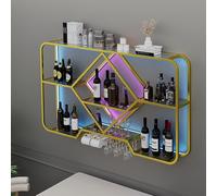 Estante de vino montado en la pared, organizador que ahorra espacio para botellas y vasos, decoración ideal para el hogar, bar, diseño rústico y moderno, solución de almacenamiento elegante para los