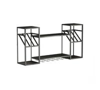 Estante de vino montado en la pared, soporte de metal para botellas con estante de exhibición, gabinete de almacenamiento de vino industrial, elegante diseño negro (150 x 60 x 25 cm)
