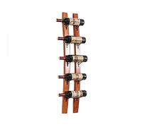 Estante de vino montado en la pared, soporte para botellas de vino, soporte de madera para copas de vino, estilo vintage, decoración de bar, unidad de exhibición creativa - Capacidad para 5 botellas