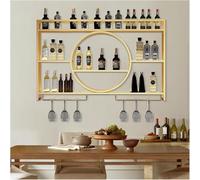 Estante de vino montado en la pared y soporte para vasos, estante de bar que ahorra espacio para botellas de licor y vasos de pinta, ideal para sala de estar y organización de bar en casa