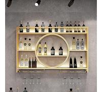 Estante de vino redondo de metal vintage para colgar en la pared, estante de almacenamiento multifuncional para el hogar, restaurante y bar, elegante diseño metálico, 100 x 15 x 80 cm