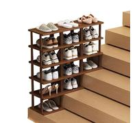 Estante de zapato vertical estrecho Bamboo Almacenamiento de calzado ESPACIO E Gabinete E elegante y resistente para el dormitorio del pasillo 6+5+4 Tier Design