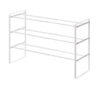 Yamazaki 7555 Frame Zapatero Extensible de 3 Niveles, Blanco, Acero, Minimalista, 41～70 x 25 x 46 cm