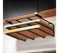 Estante debajo del gabinete: soporte de tabla cortar metal, estante organizador, almacenamiento cocina, compacto for en encimera acero(Black)