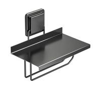 Estante del baño sobre el inodoro, Soporte de pared moderno for rollo papel higiénico con estante, sin necesidad taladrar. Dispensador for baño. Organizador ducha(Black)