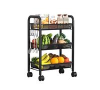 Estante delgado de 3 niveles para verduras rodante negro que ahorra espacio, carrito de almacenamiento de cocina para frutas y verduras, nizer móvil con ruedas, diseño moderno