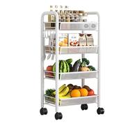 Estante delgado de 4 niveles para verduras con ruedas, ahorro de espacio, organizador de almacenamiento de cocina para frutas y verduras frescas, solución de almacenamiento móvil para espacios