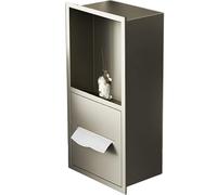 Estante doble de acero inoxidable 304 negro para baño, organizador de almacenamiento de pared para decoración del hogar, diseño empotrado, no necesita azulejos, acabado gris, 7.9 x 15.7 x 4.9 pulgadas