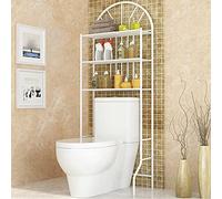 Estante Encima del Inodoro 3 Baño WC Aseo Mueble Almacenamiento Estantería Visualización Organizador,Estructura Estantería I con 3 Estantes I Estantería de Baño de Metal Lacado,65 * 34 * 177cm-blanco