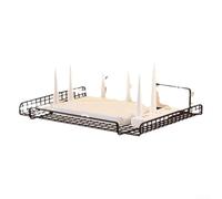 Estante enrutador de acero al carbono para montaje en pared, set top box, TV Box, módem, configuración sin taladro, estructura ventilada abierta (M, negro)