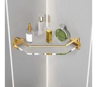 Estante esquinero de 2 niveles, impermeable y ahorra espacio, organizador de almacenamiento de baño sin taladrar para ducha, fregadero y cocina