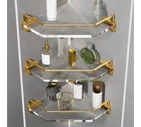 Estante esquinero de 2 niveles, impermeable y ahorra espacio, organizador de almacenamiento de baño sin taladrar para ducha, fregadero y cocina